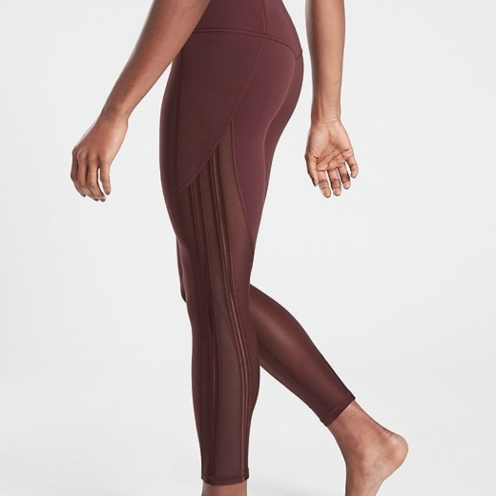 Athleta SHAKTI MESH 7/8 TIGHT Size XXS - Burgundy